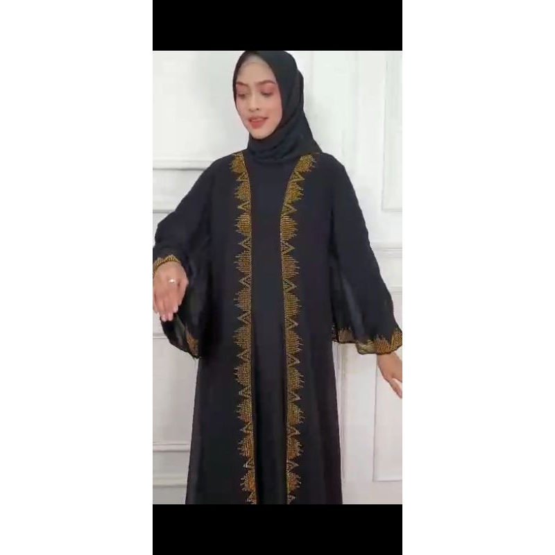 Gamis terbaru 2023 Lebaran Wanita, Abaya jetblack gamis ala Arab Turkey lebaran 2023