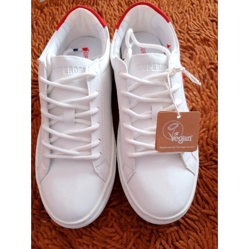 Sepatu Sneakers Superdry white red stylish original