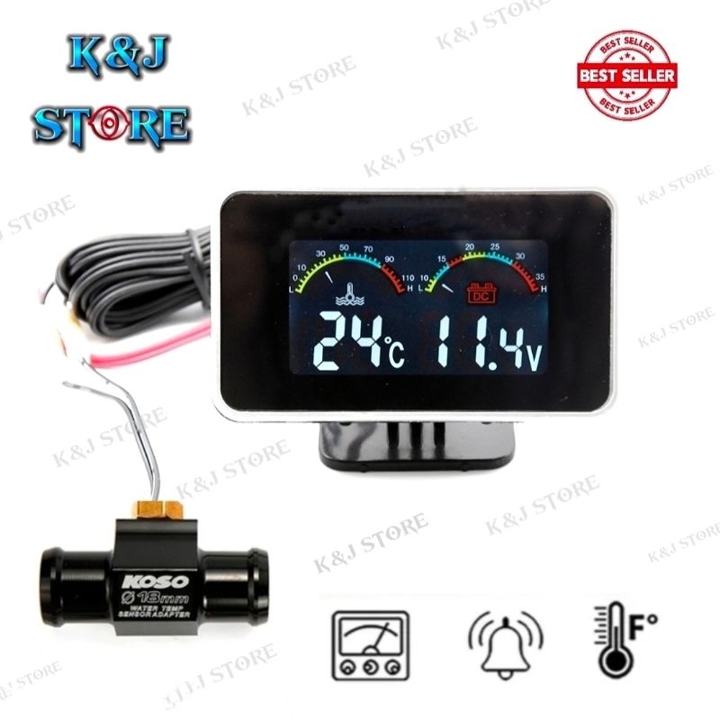 Digital Water Temperature Meter Thermometer Voltmeter Gauge Voltage Meter Switch Sensor Temperatur M