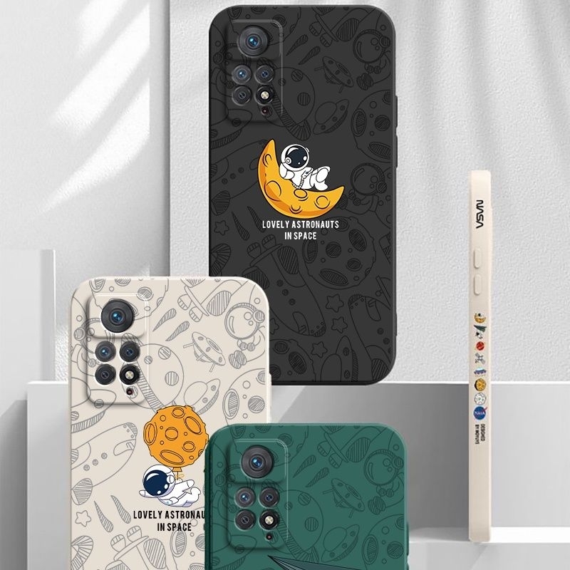 Soft Case Bahan Silikon Motif Astronot Nasa Untuk Xiaomi Redmi Note 8 9 10 11 Pro 10A 9A 9 10 10C 9T 9C POCO M3 M4 NFC