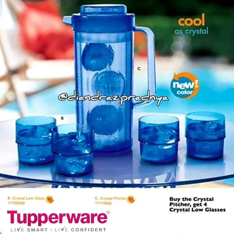 ELEGANT CRYSTAL PITCHER SET TUPPERWARE 2L