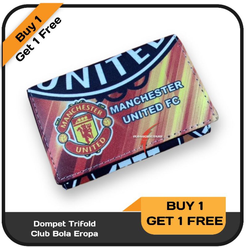 Buy 1 Get 1 Free!! Dompet Pria Motif Club Bola Trifold Dompet Anak Remaja Murah