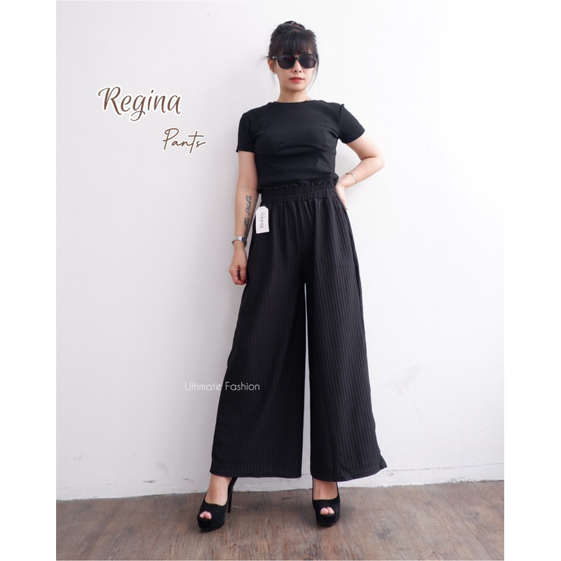 Regina Pants  - Celana Kulot Knit Rib Panjang Import Rakku 883