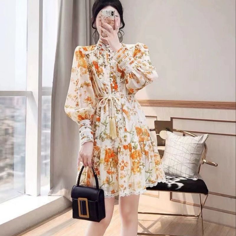 47500 Baju minidress lengan baloon puff Sleeve premium busui friendly dres Korea Korean style motif 