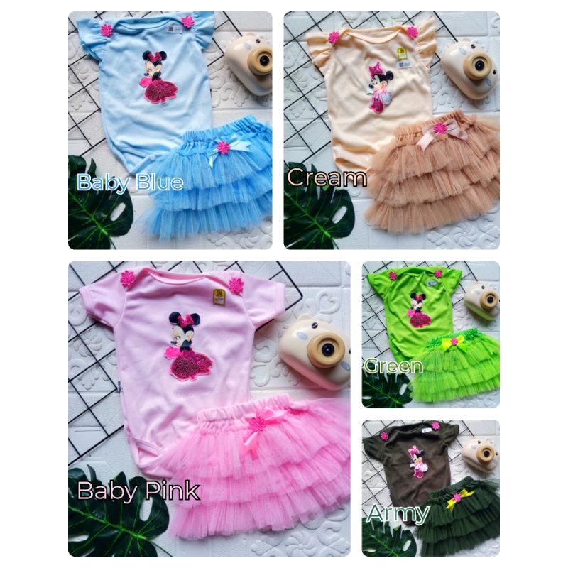 [0-12 bulan] SETELAN BAJU JUMPER ROK TUTU GOTIK SUSUN BAYI PEREMPUAN 0-12 BULAN MINNIE MOUSE / SET JUMPER ROK TUTU FREE BANDO KELINCI / SETELAN BAJU BAYI CEWEK LUCU / SETELAN JUMPER ROK TUTU SUSUN RABBIT KELINCI