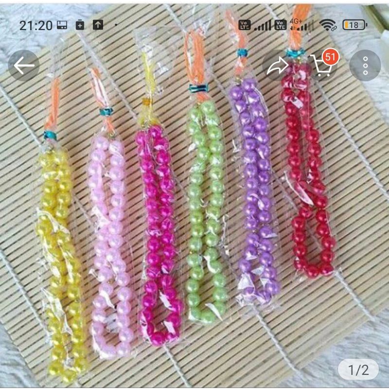 Tasbih mutiara kecil 33butir kemas plastik