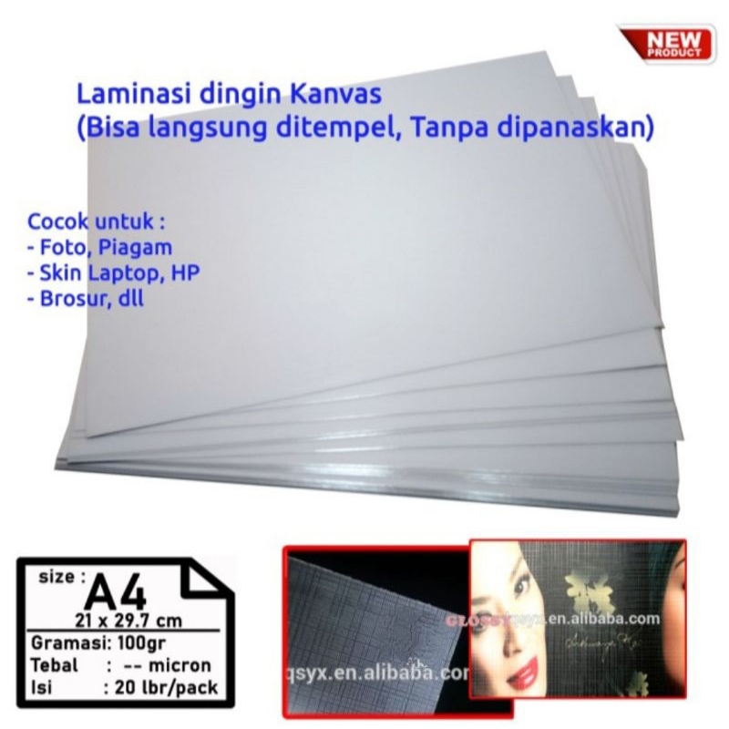 Plastik Laminasi Kanvas A4 20Lembar