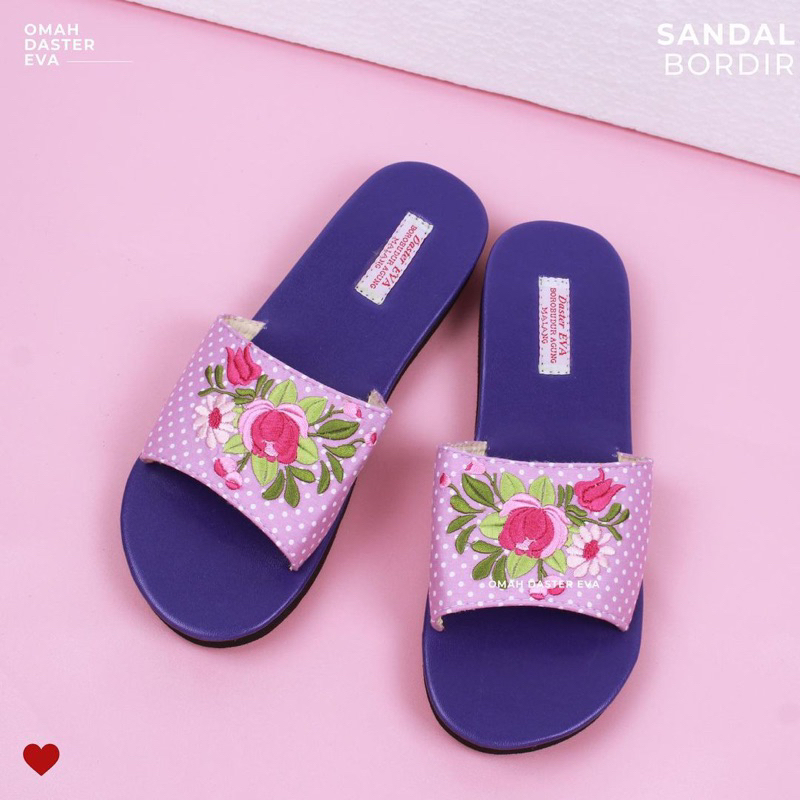 Omah Daster Eva - Sandal Slip On Wanita Bordir cantik No.42