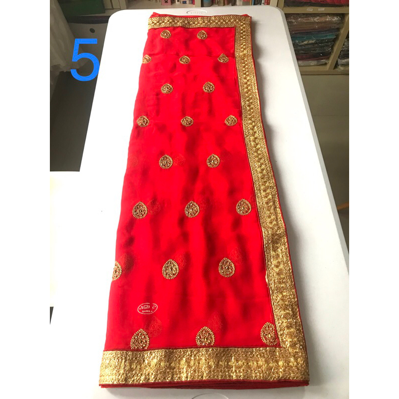 READY Kain Sari Merah / Kain Saree India / Baju India / Bahan Saree