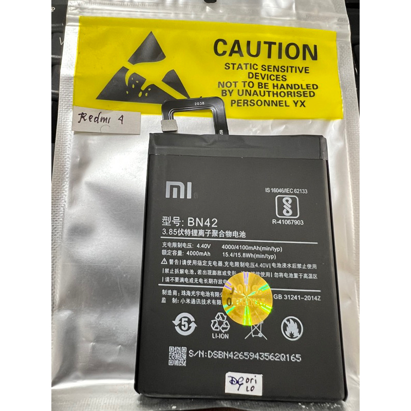 Batre BN42 Xiaomi Redmi 4 Baterai Battery Original Cell mah