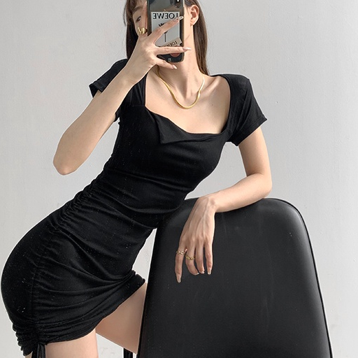 [Premium]Korean  Short Slevee Bodycon Mini Dress 7329 (S/M/L)