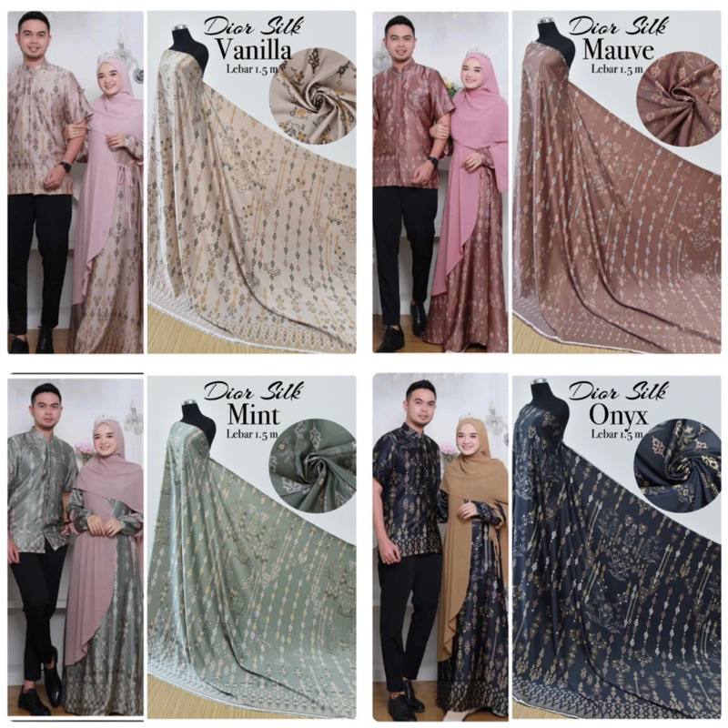 Bahan Kain Diorsilka Aleshaa Etnik Batik / bahan gamis mukena / kain silk meteran sage murah