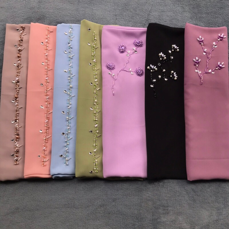 Pashmina Ceruty Payet Swarovski Mutiara