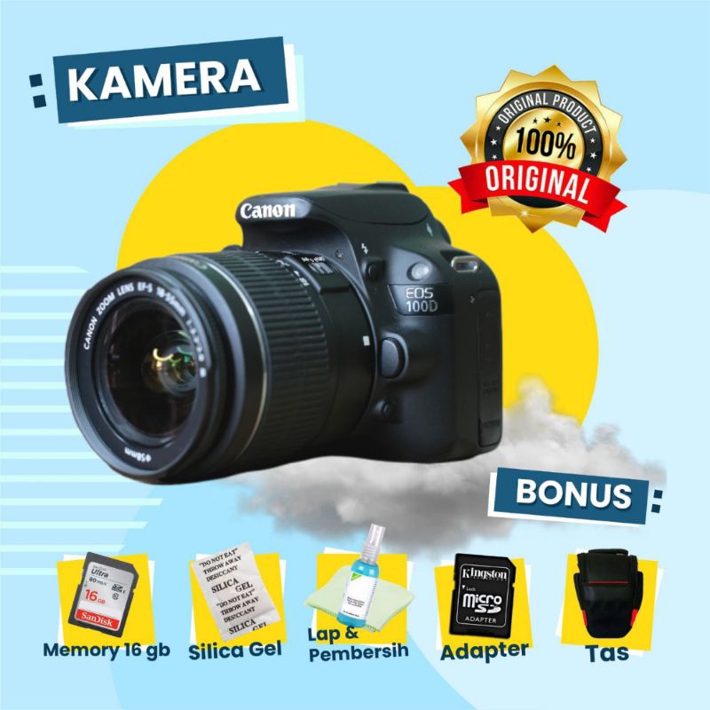 Canon DSLR 100D/Kiss X7 Kit Second Layar Sentuh Murah Siap Pakai