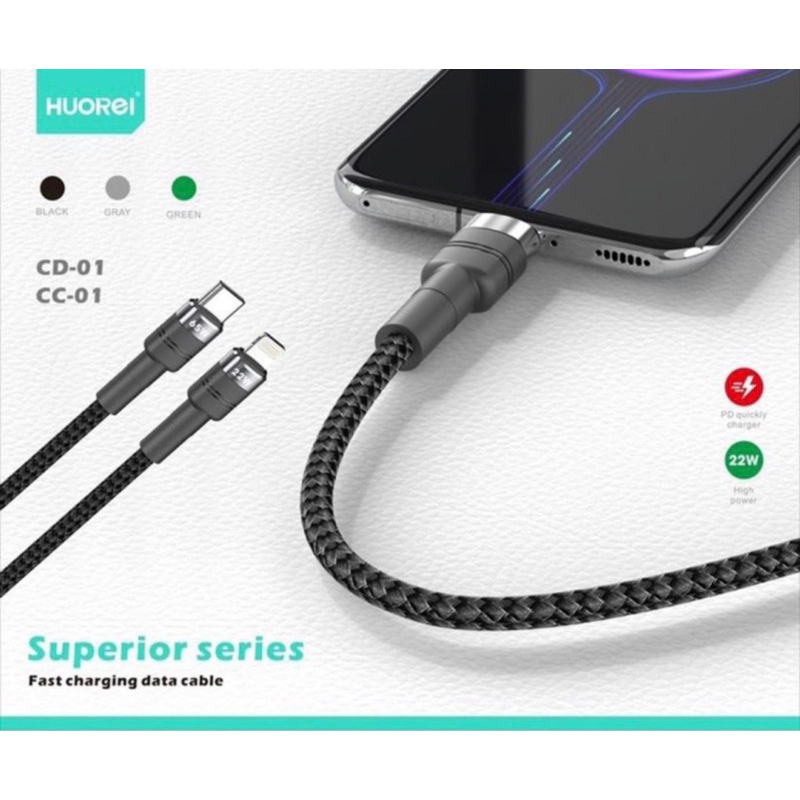 HOUREI Kabel Data Superior Series CC-01 CD-01 22W PD 1M Fast Charging -