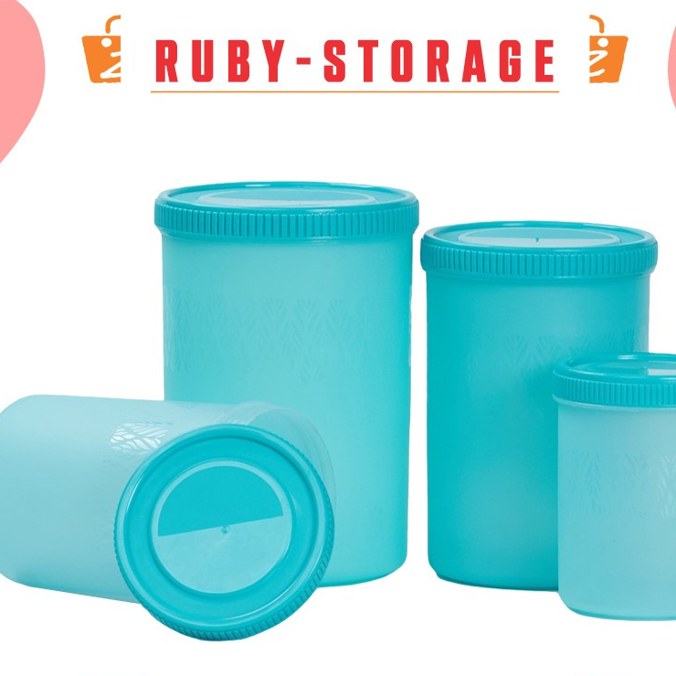 Toples Plastik Ruby Storage Set Of 4 Pcs - Biru,hijau,coklat,ungu