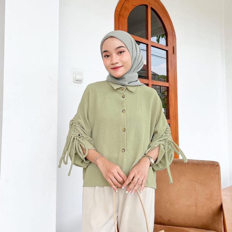 BLOUSE CRINKLE SERUT BLOUSE SAGE LESTI BLOUSE