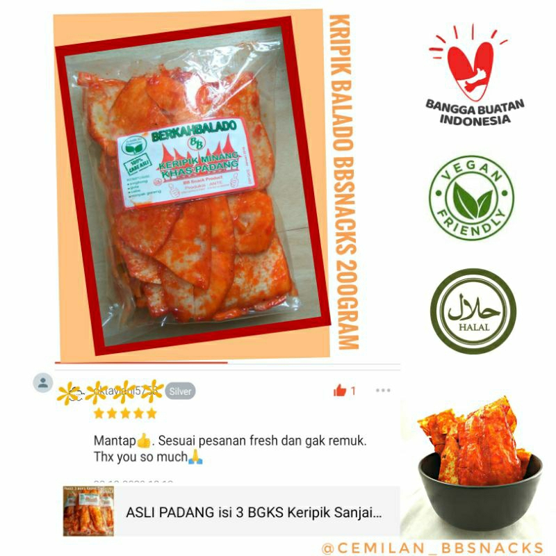 

Cemilan/ Karupuak / Keripik Singkong Balado dengan Rasa Sambal Khas Minang