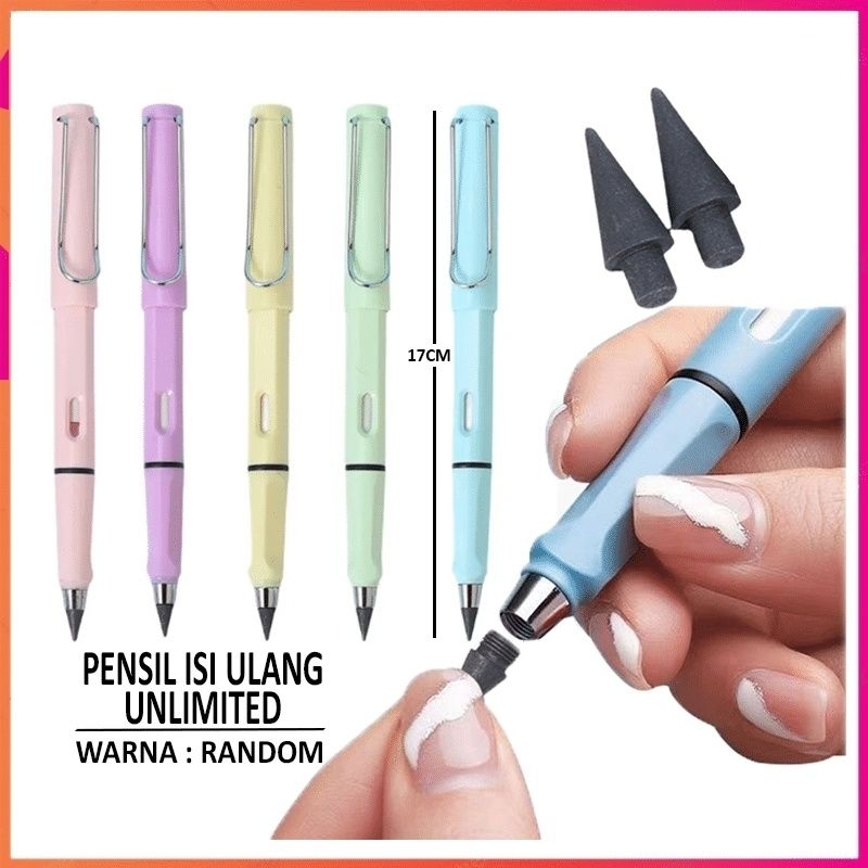 Pensil Eternal Abadi Ajaib Refill Unlimited Tanpa Rautan Warna