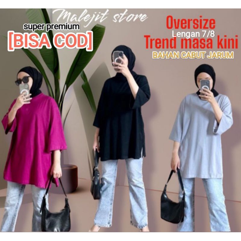 TRENDY-OVERSIZED LENGAN 7/8 [WANITA] + KAOS JUMBO Simple SUPER PREMIUM LD 120 MELAR 130