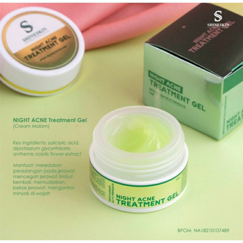 NIGHT ACNE WHITENING night acne treatment gel jerawat cica greentea green tea shineskin9999 youhanid