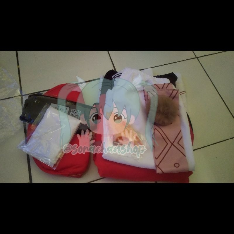 Costume Cosplay Klee Genshin Impact (Wig, Topi, Costume, Celana, Sarung Tangan, Kaos Kaki, Ear Elf)