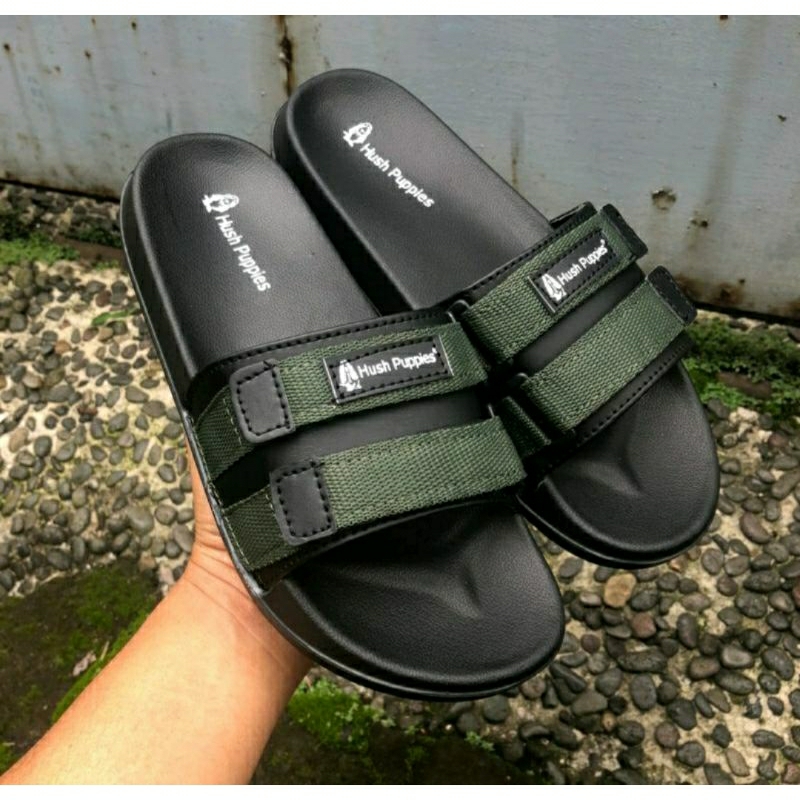 ( TERLARIS ) SANDAL SLOP HUSH PUPPIES | ARMY BLACK | BLACK FULL | GREY BLACK | SLIPPERS | SANDAL MUR