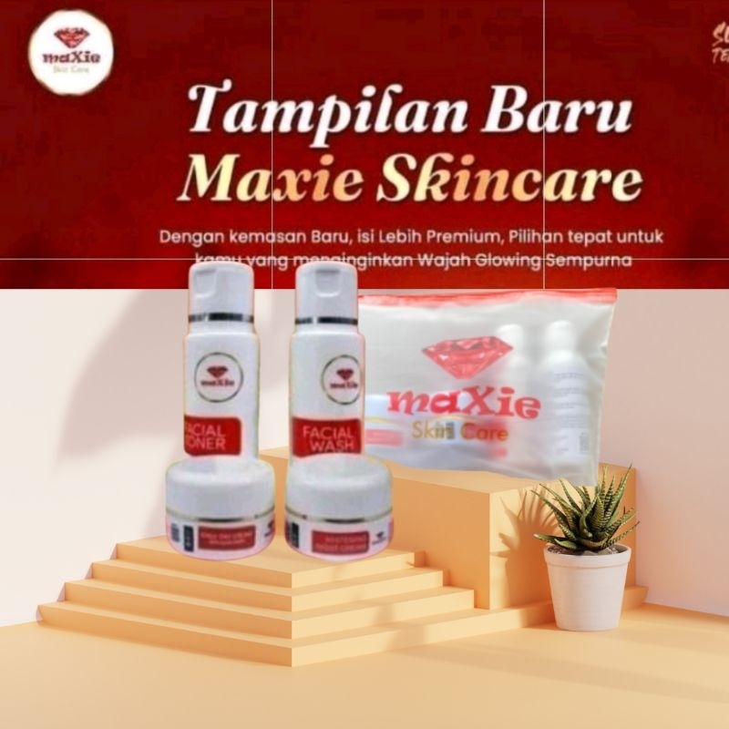 maxie glow kemasan baru BPOM original cream siang cream malam facial toner maxie