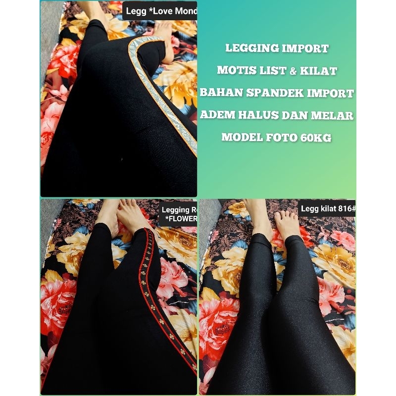 NEW LEGGING IMPORT MOTIF LIST DAN KILAT TERBARU