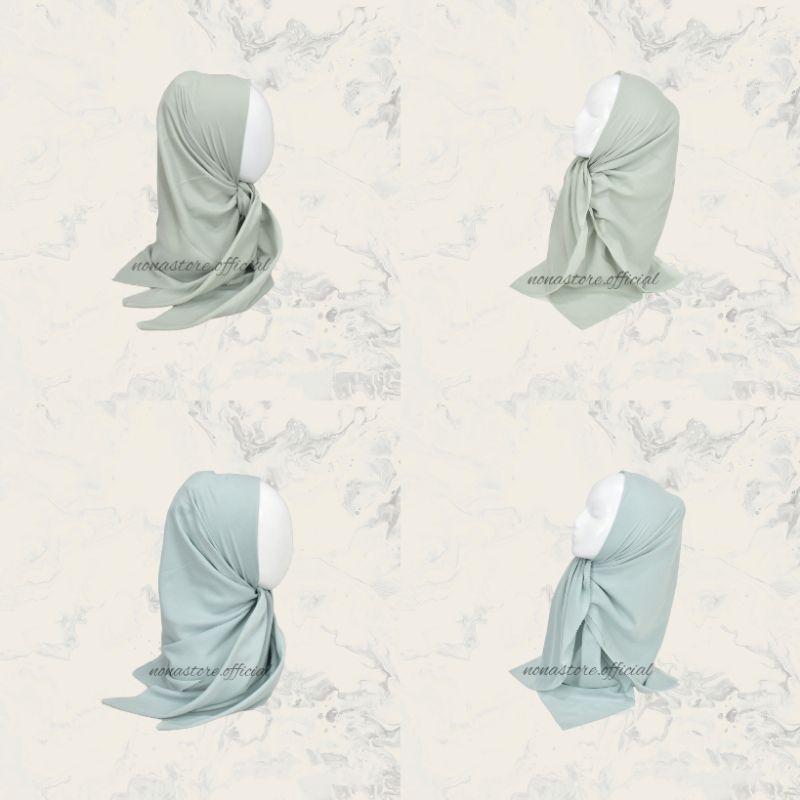 NONA HIJAB VOAL PARIS PREMIUM POLOS SEGIEMPAT LASERCUT WARNA MINT HIJAU MINT MUDA MINT GREEN HIJAU T