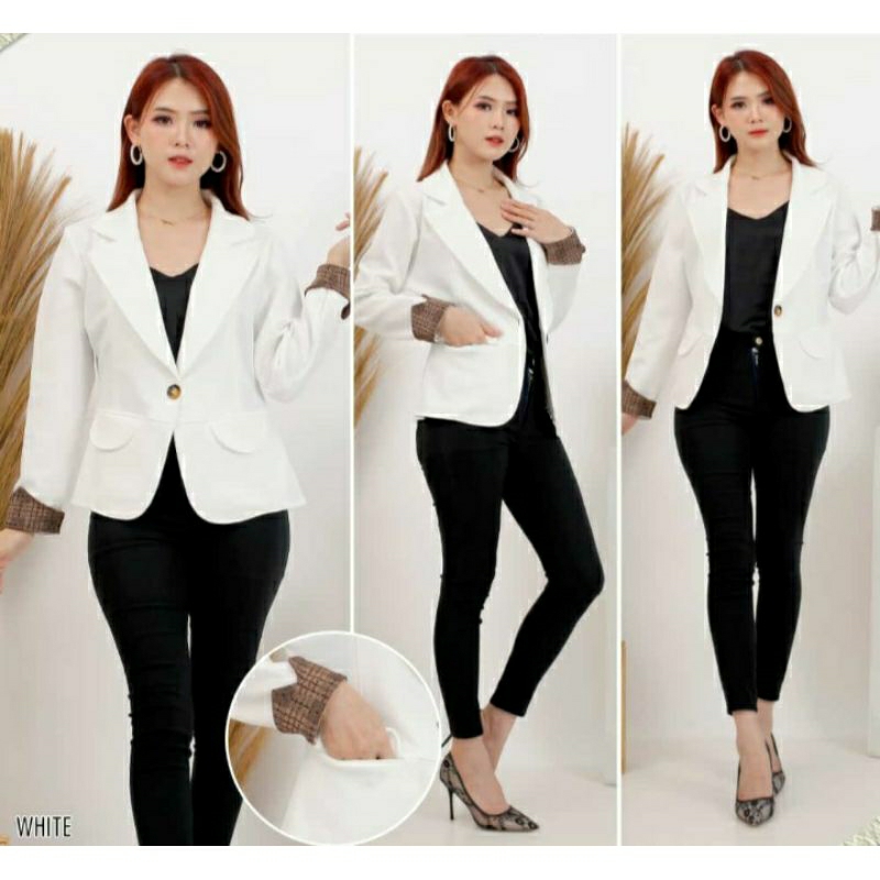 BLAZER PUTIH SCUBA PREMIUM BLAZER WANITA BLAZER KANTOR BLAZER FORMAL BLAZER KERJA BLAZER HITAM CEWEK