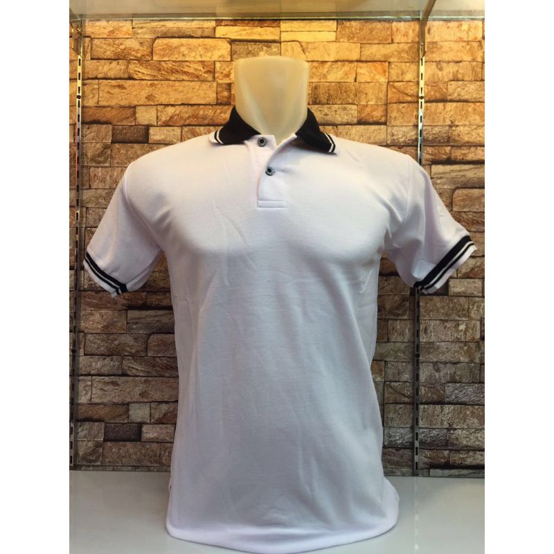 Polo Kombinasi List Shirt Tshirt Baju Kerah Lis POLOS POLOSAN PUTIH Custom pria wanita Indonesia