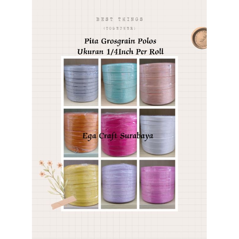 

Pita Grosgrain Polos Ukuran 1/4 Inch Per Roll