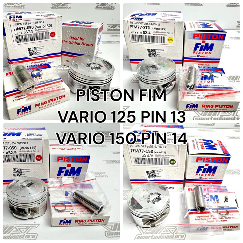 PISTON FIM 77 HONDA VARIO 125  PIN 13 / PISTON FIM 72 VARIO 150 PIN 14 57,3MM 57,8MM 58,3MM 58,8MM 5