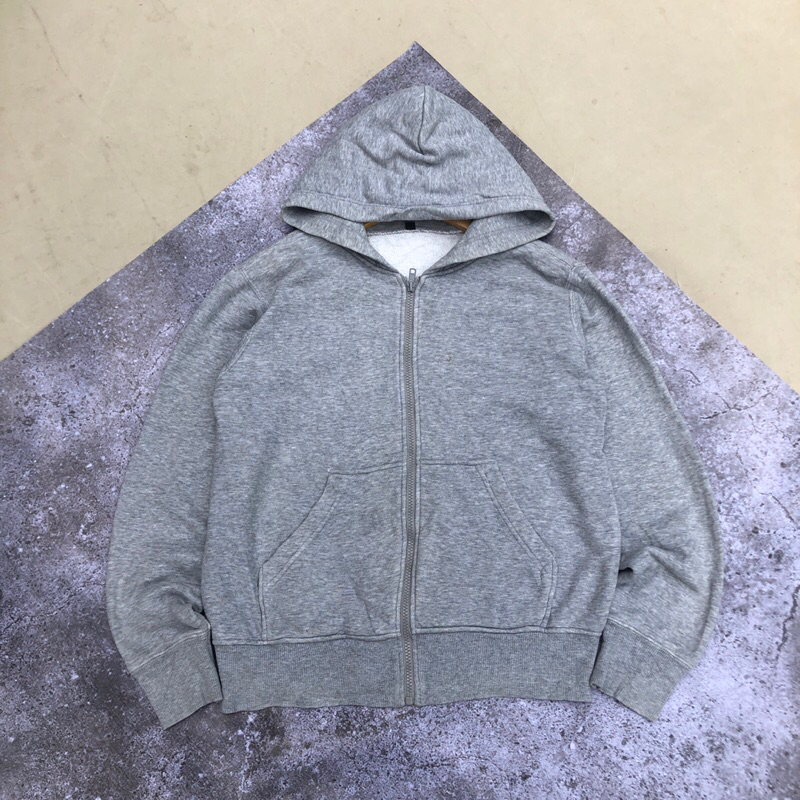 jaket jumper jemper Zip hoodie basic polos abu abu #trz124 original brand asli ori