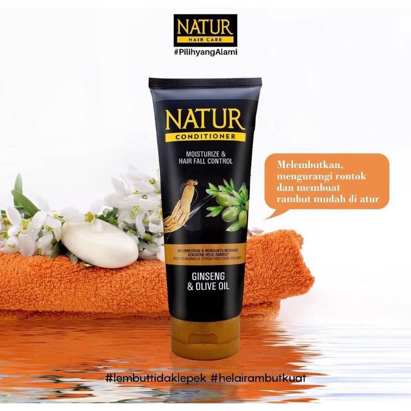 NATUR Hair Conditioner Aloevera Moringa Gingseng SIZE 165 ml - Kondisioner Kesuburan Rambut