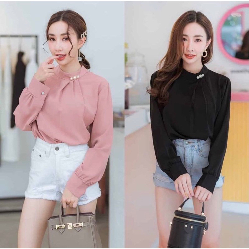 blouse atasan elegant lengan panjang / atasan fashion wanita / atasan cantik