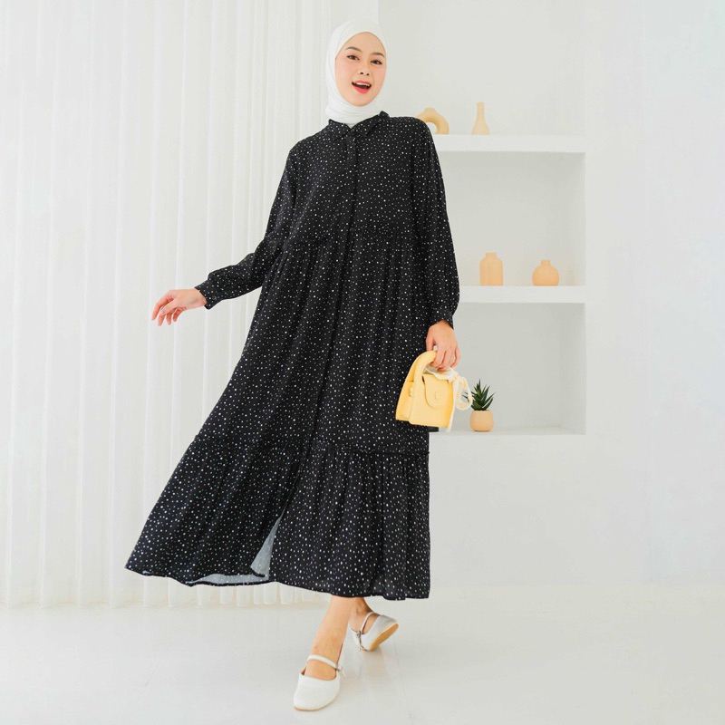 NEW WITH TAG Elona Dress Mayoutfit/Dress Gamis Motif Polkadot/bkn haideeorlin preloved/gamis polkado