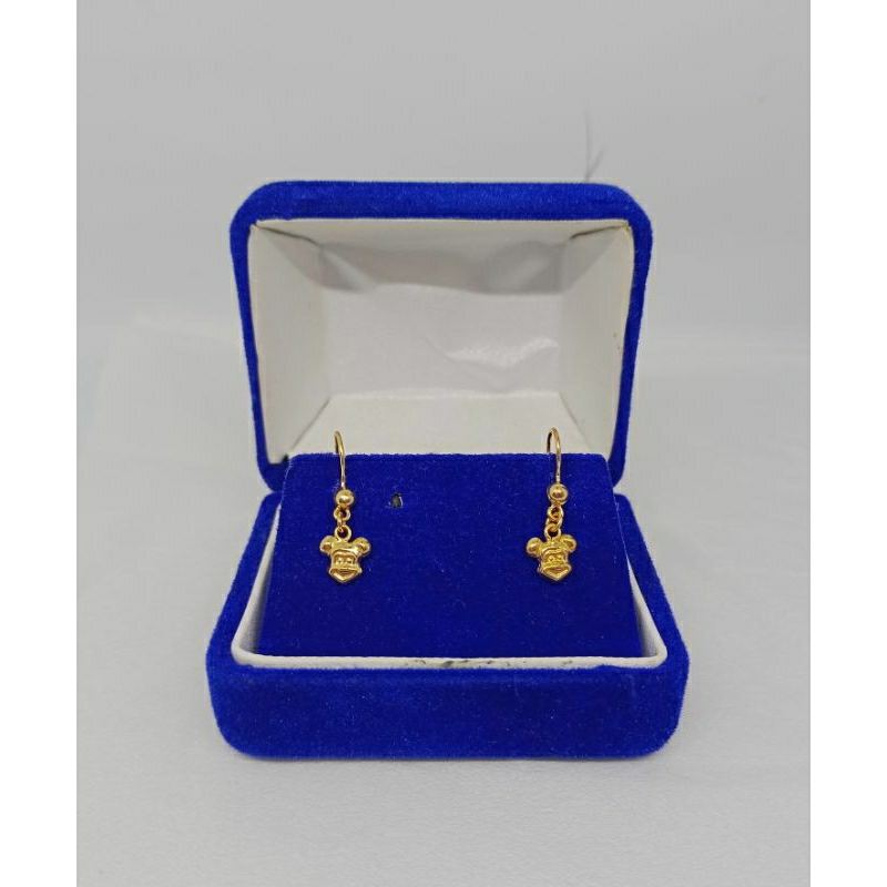 anting kait anak mickey mouse polos/perak asli silver 925 lapis emas/perhiasan fashion anak terbaru