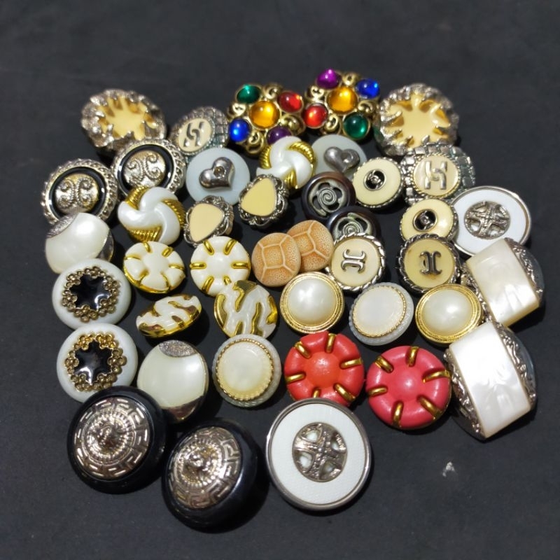 kancing vintage, kancing besar, kancing baju mewah 24pcs