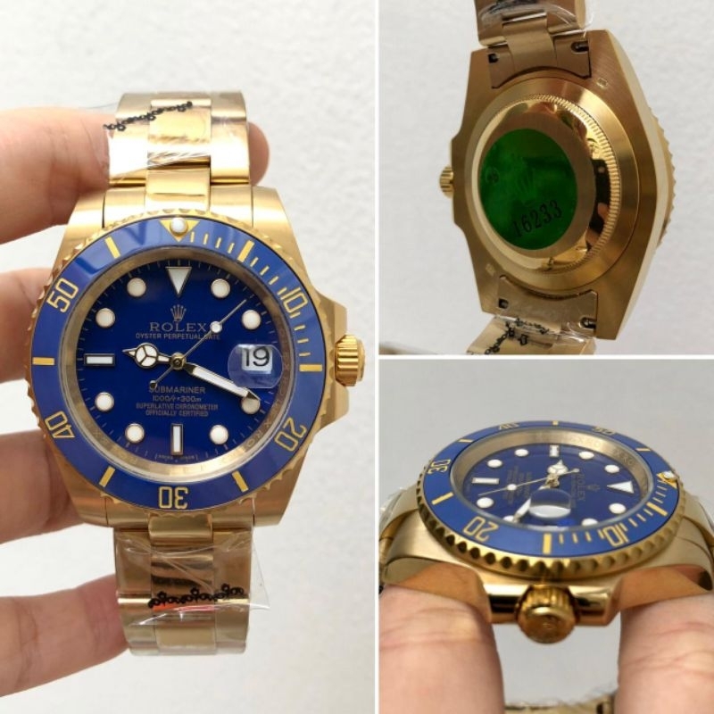 JSR 2063 JAM TANGAN PRIA ROLEX SUBMARINER TGL GOLD BIRU STAINLESS SUPER PREMIUM
