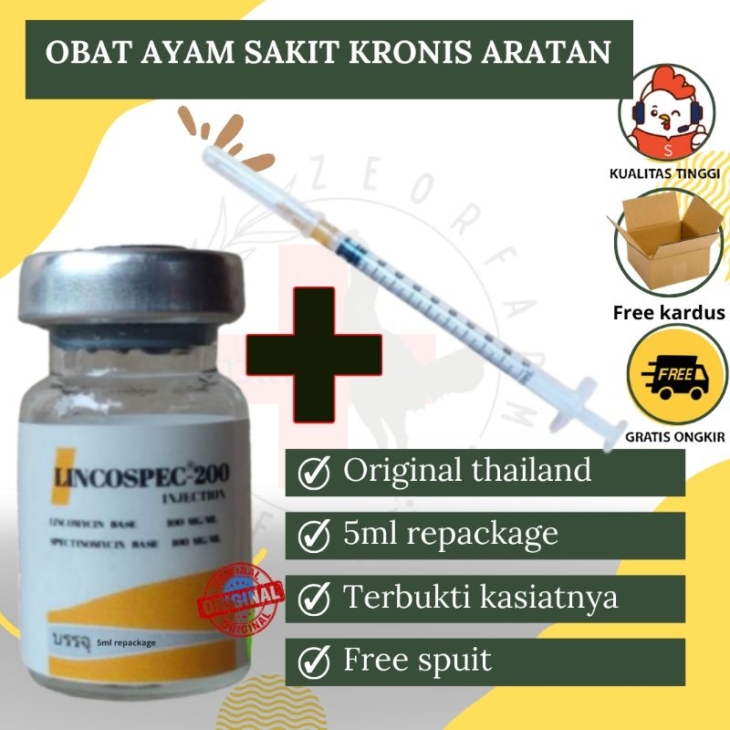 obat ayam gejala aratan sakit parah lincospec thailand repackage 5ml zeorfarm