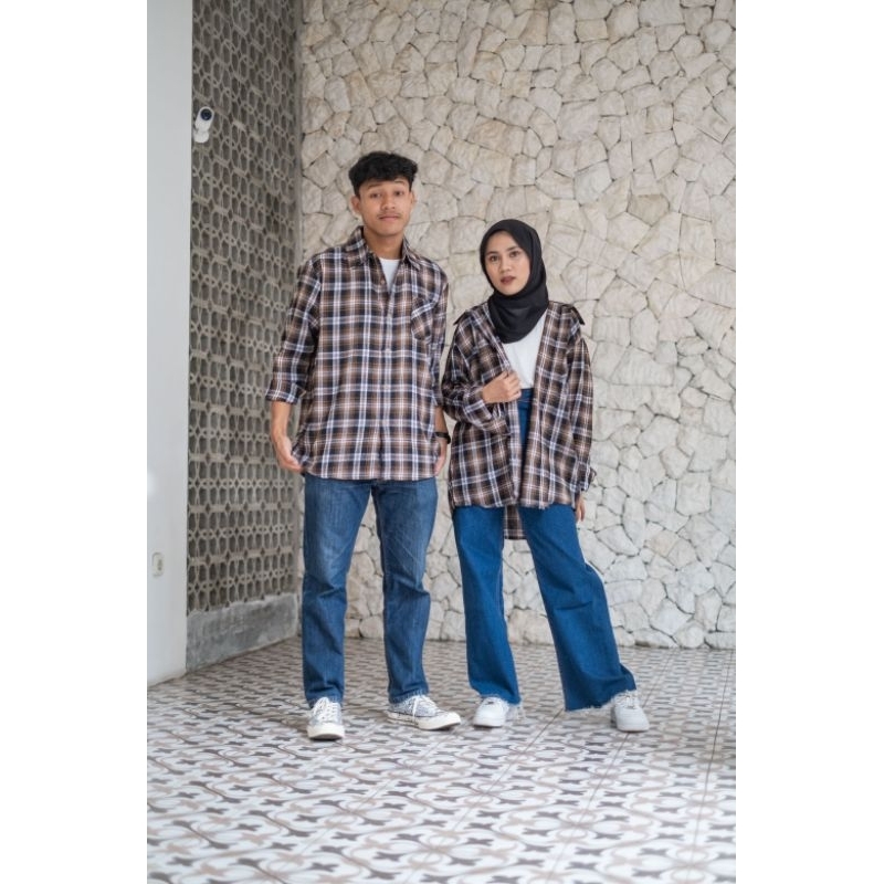 DEWASA KEMEJA COUPLE - Promo 10.10 Kemeja Flanel Impor  kotak kotak Murah Cewe Cowo Busui unisex