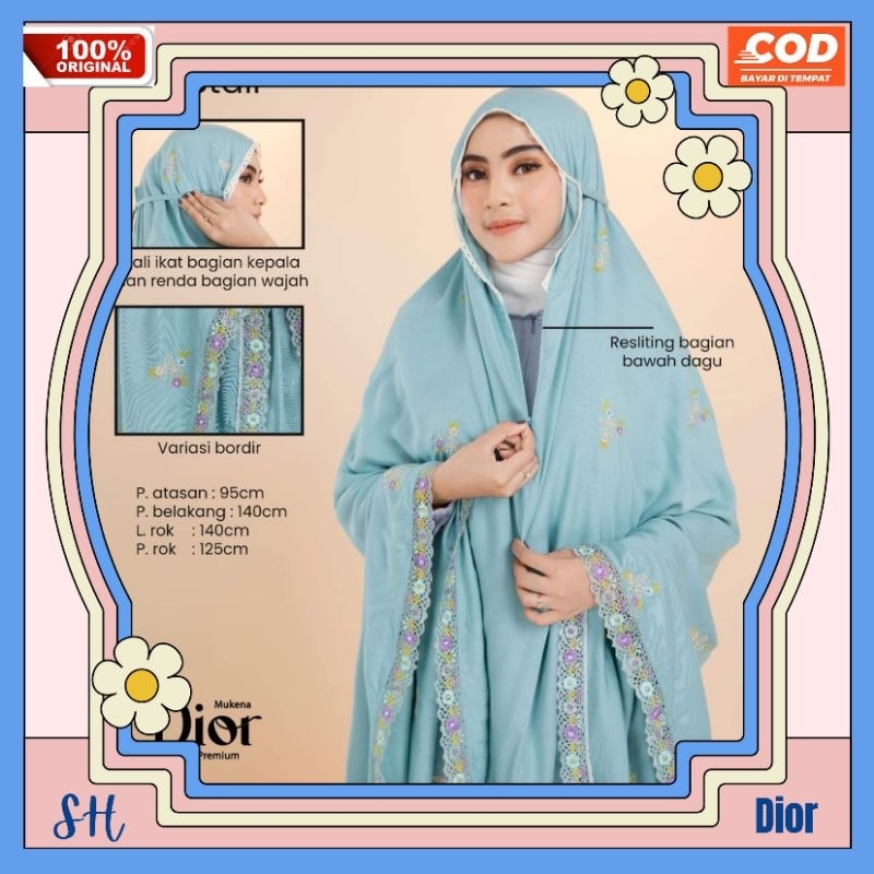 mukena mukenah rukuh alat perlengkapan sholat wanita dewasa potongan polos dior arrafi best seller d