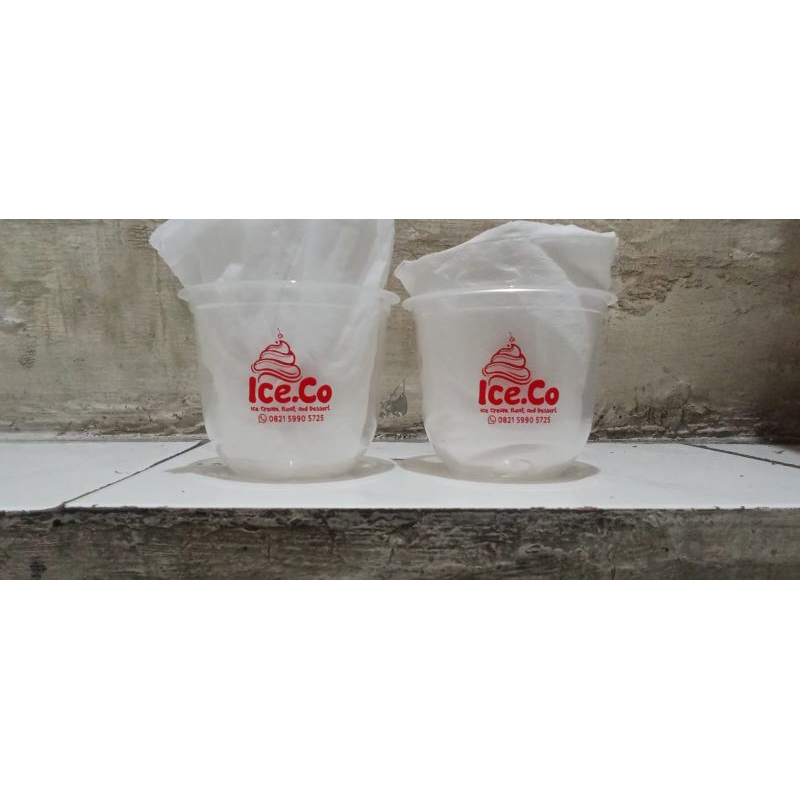 Sablon Cup Plastik 10 Oz 7 Gram Oval  , Sablon Gelas cup 10 Oz , Cup Ice Cream Oval 1.000 pcs
