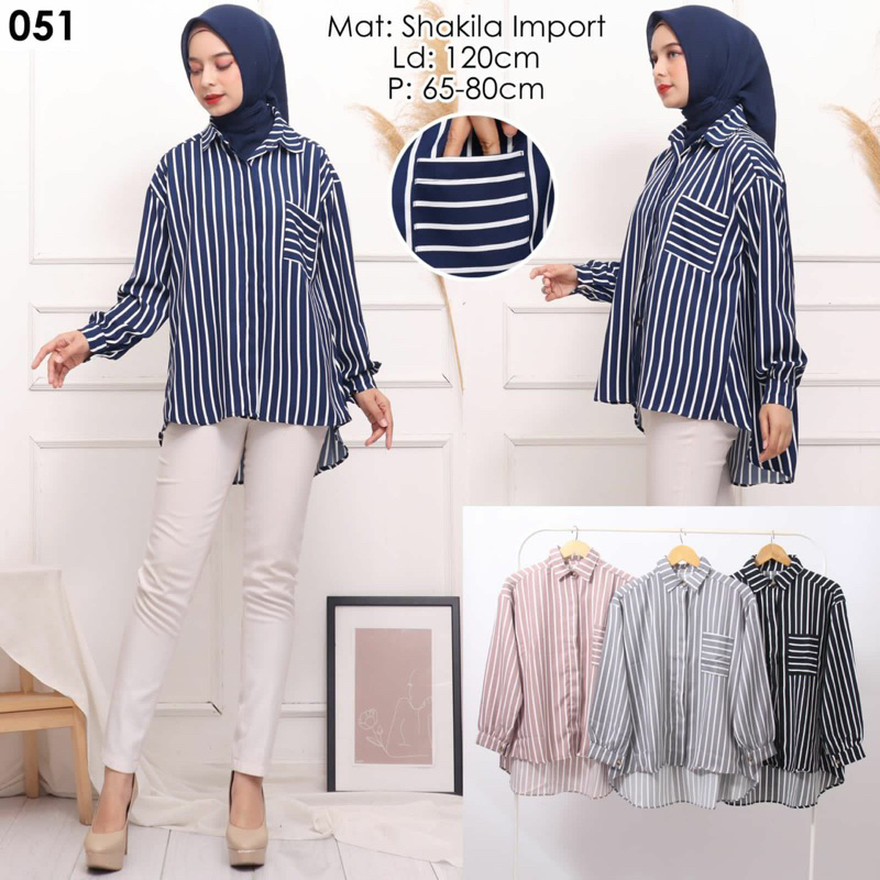 KEMEJA STRIPE KOREAN KODE SALUR KATUN