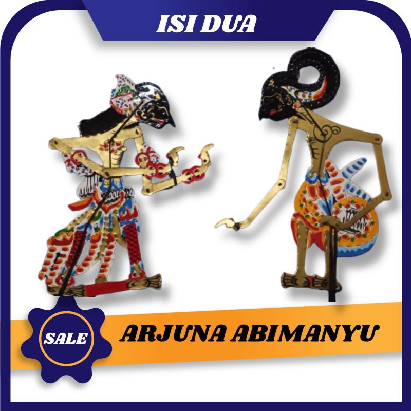 ARJUNA DAN ABIMANYU TOKOH WAYANG KULIT WAYANG BAHAN KERTAS KARTON DUPLEK