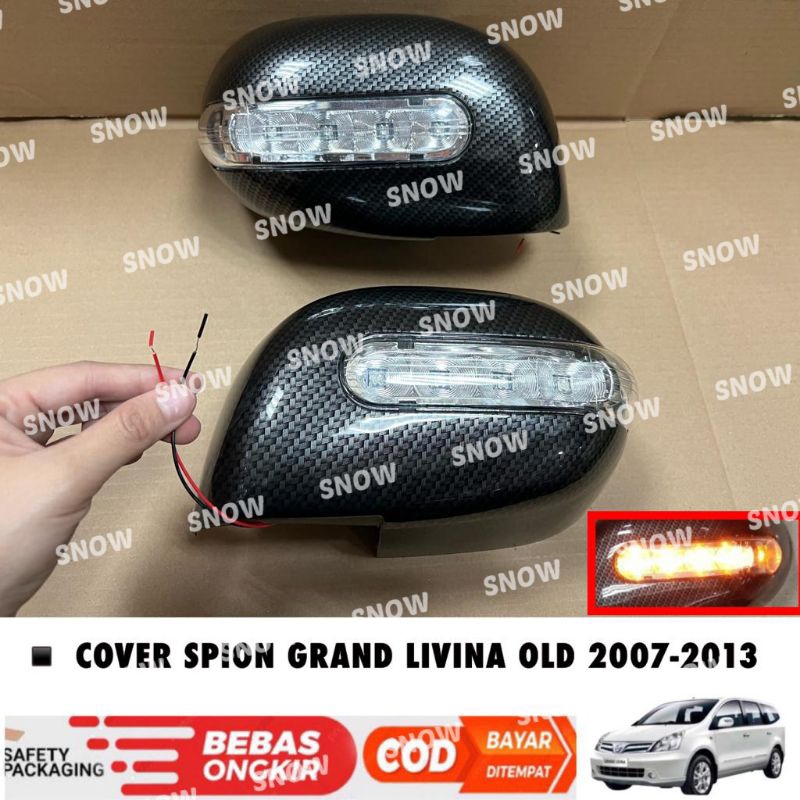 Cover Spion Grand Livina Lama Old 2007 2010 2013 Chrome Hitam Carbon Lampu