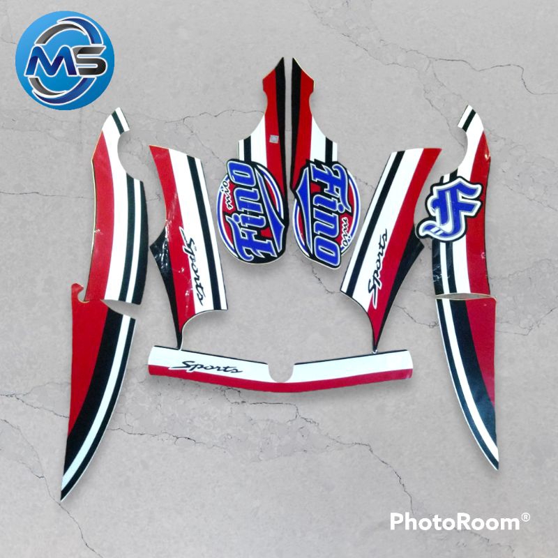 Stiker Striping Motor Fino 2013 Hitam Merah Sticker Lis Body Standar