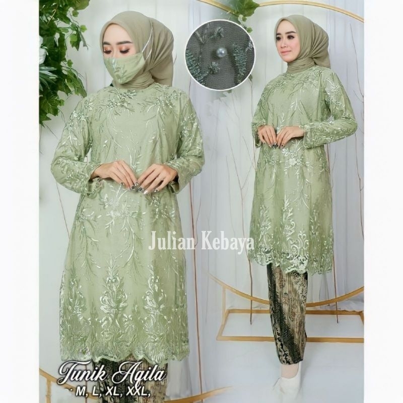 COUPLE KEBAYA SAGE GREEN / BAJU BATIK COUPLE / SET KEBAYA MODERN